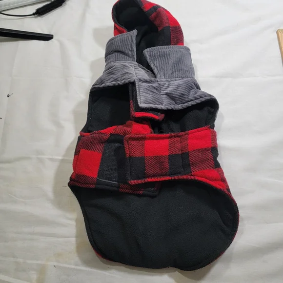 Cozy Plaid Red and Black Dog Jacket - Picture 3 of 8